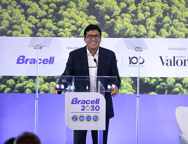 Praveen Singhavi presidente da Bracell, evento Bracell 2030 sobre agenda climática global